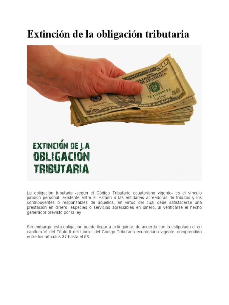 Extincion de Las Obligaciones Tributarias Ecuador | PDF | Pagos ...