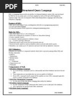 Structured Query Language: Features of SQL