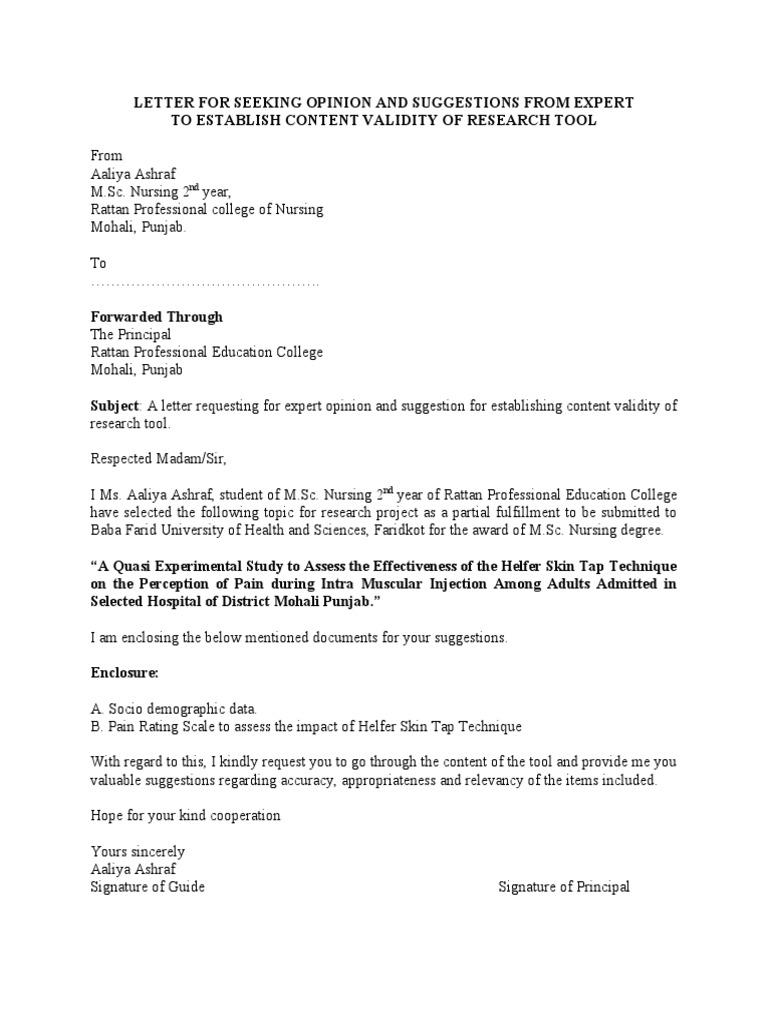 Letter For Seeking Opinion and Suggestions From Experts | PDF ...