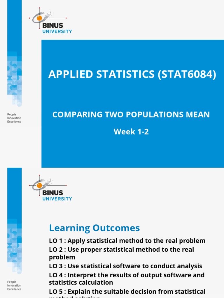 Comparing Population Means in Statistics | PDF | Statistical Hypothesis ...