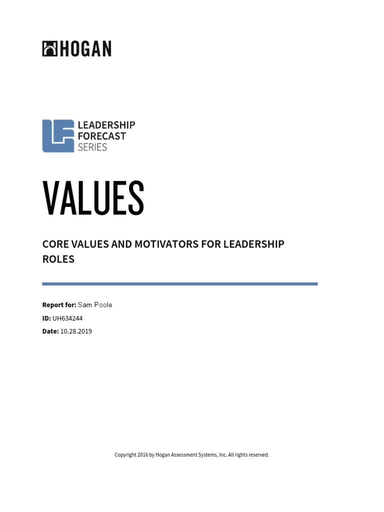 Values: Core Values and Motivators For Leadership Roles | PDF ...