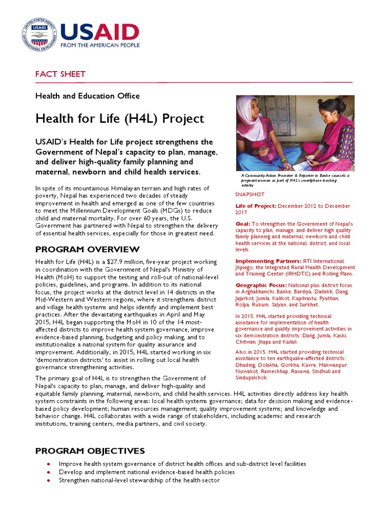 Health For Life (H4L) Project: Fact Sheet | PDF | Governance | Health ...