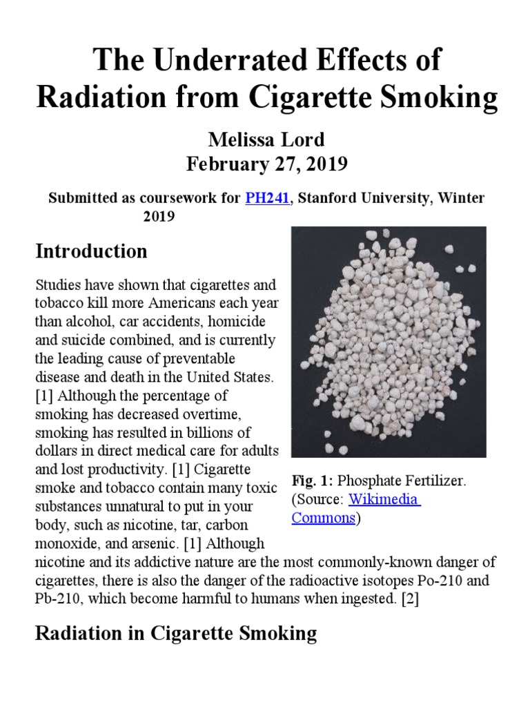 why are cigarettes radioactive Radiation Risks of Cigarette Smoking | PDF | Cigarette
