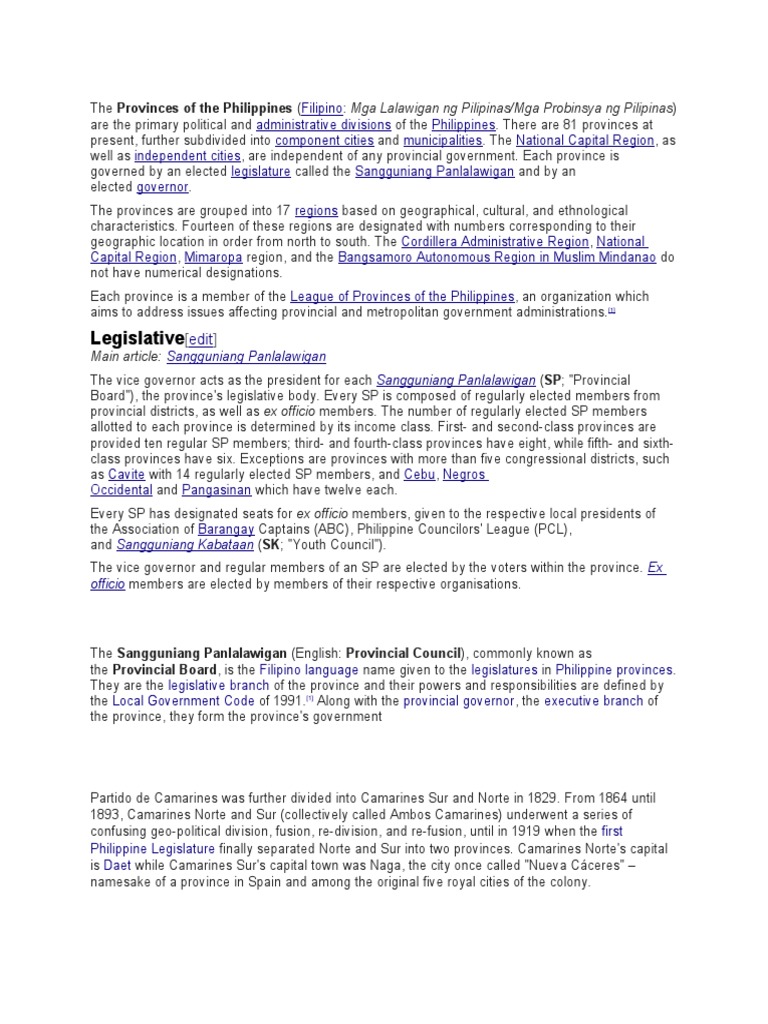 Overview of Philippine Provinces and Governance | PDF | Public Sphere ...