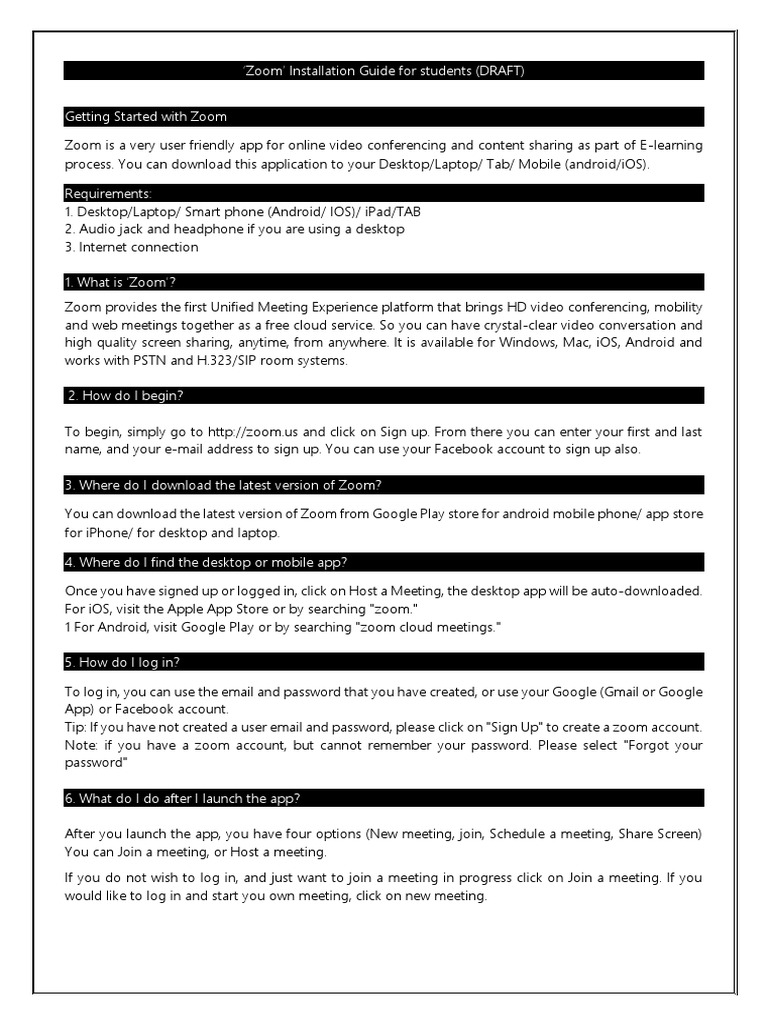 Zoom Istallation Policy Pdf Ios Android Operating System