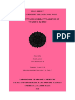 Quantitative and Qualitative Analysis of Vitamin C by HPLC: Final Report Organic Chemistry Iii Laboratory Work