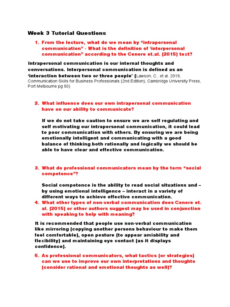 Intrapersonal vs. Interpersonal Communication | PDF | Nonverbal ...