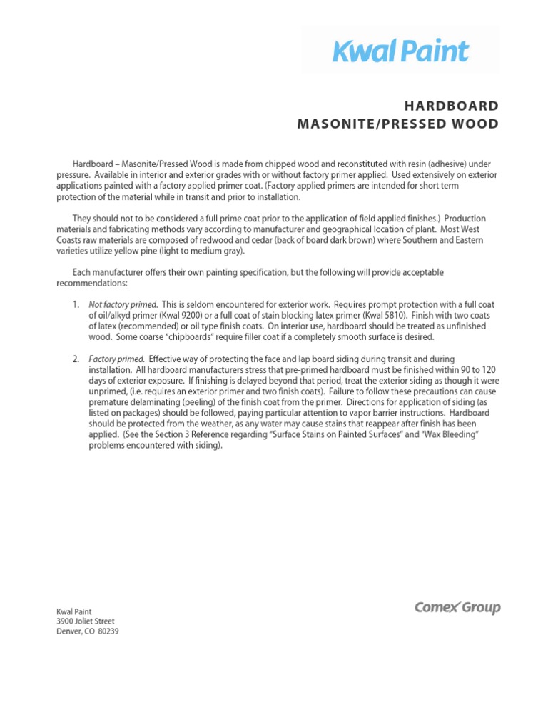 Priming and Painting for Hardboard Siding Materials PDF Paint Wood