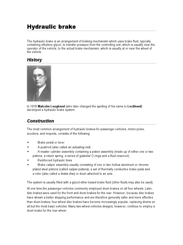 Hydraulic Brake PDF Brake Equipment