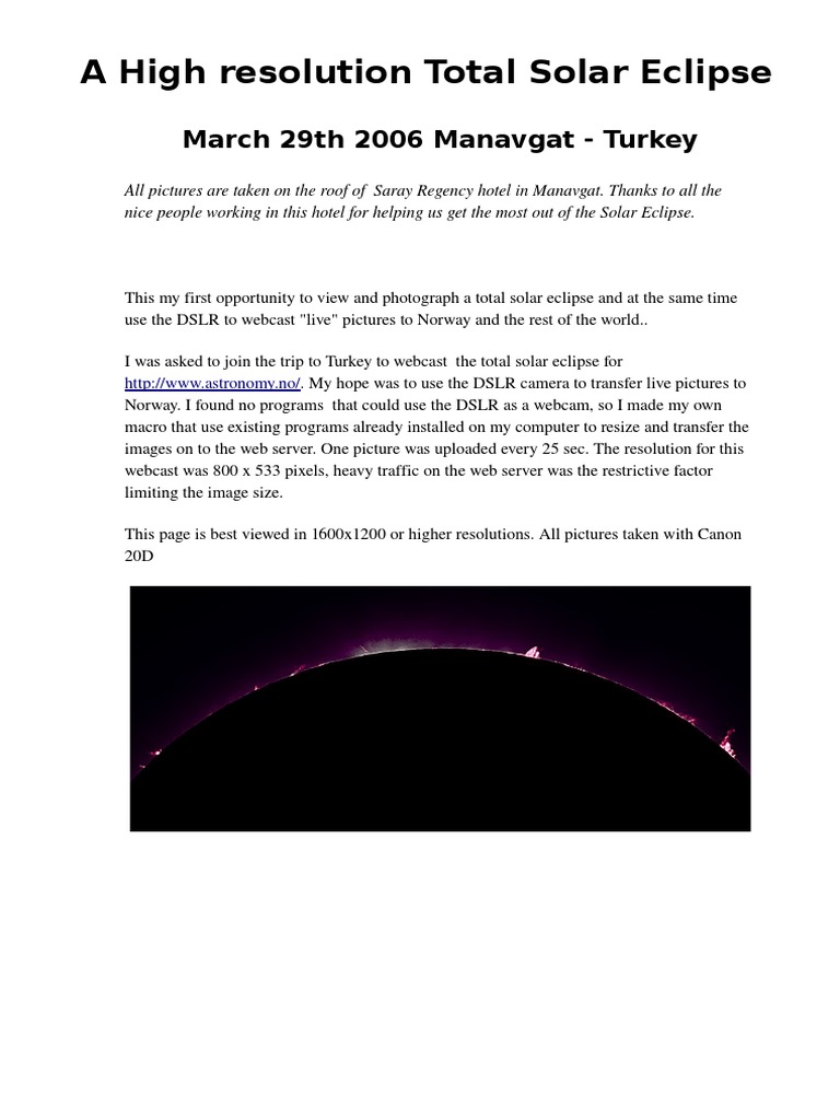 Solar Eclipse Photography Insights | PDF | Solar Eclipse | Image Resolution