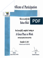 Certificate of Participation: Bahar Bilal