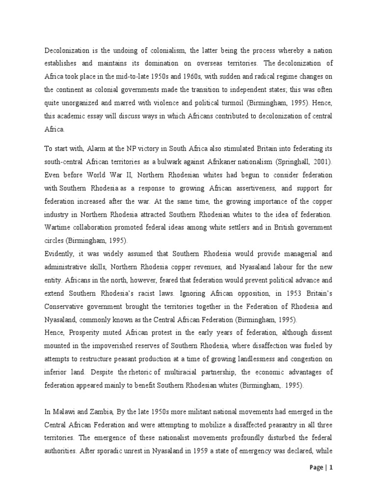 African Contributions to Decolonization | PDF | Rhodesia | Angola