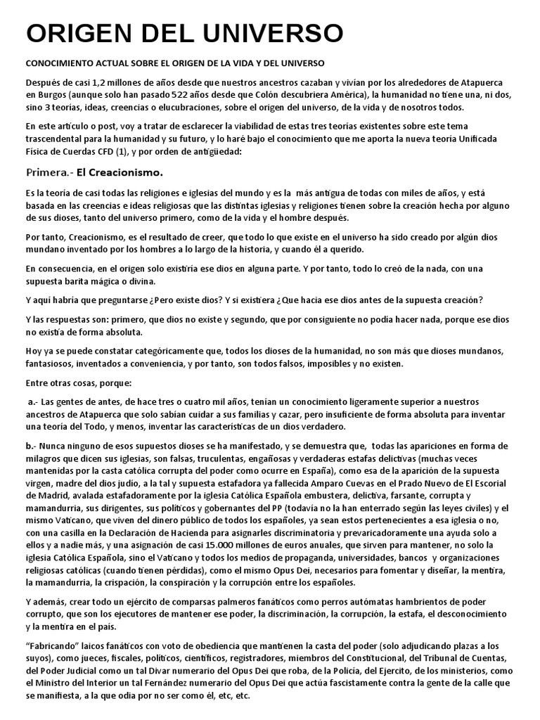 Teorías sobre el Origen del Universo | PDF | Vida | Universo