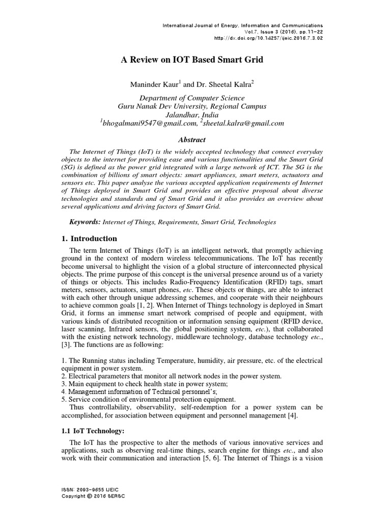 A Review On IOT Based Smart Grid PDF | PDF | Internet Of Things | Smart ...