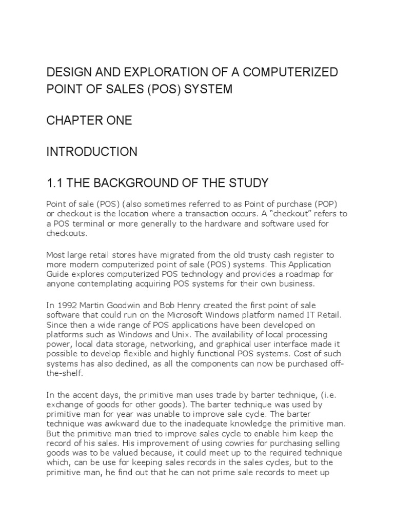 Design and Exploration of A Computerized Point of Sales PDF Point