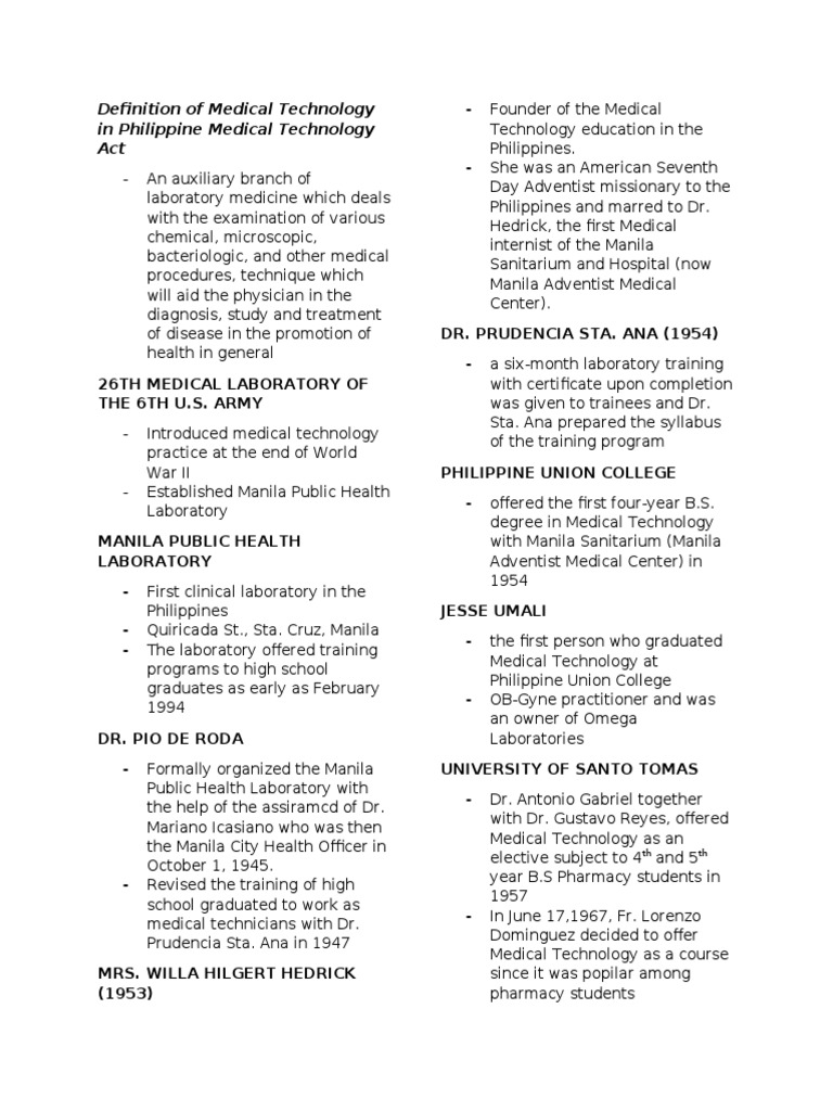 History of Medical Technology in the Philippines | PDF | Physician ...