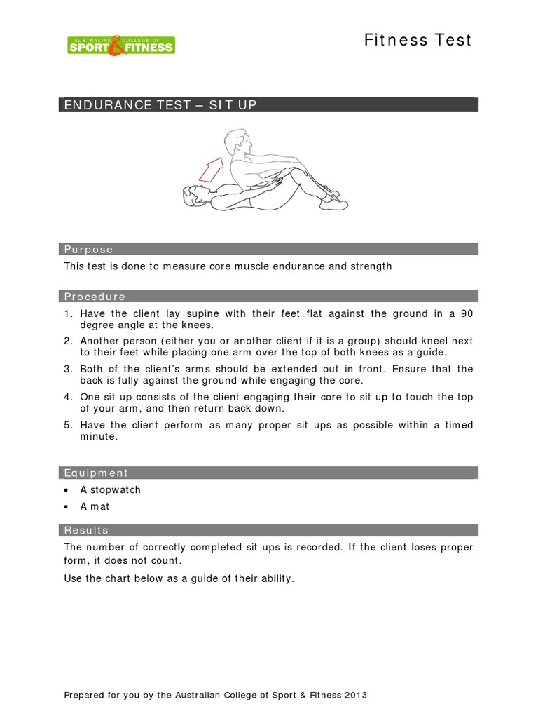 Endurance Test Sit Up PDF | PDF | Recreation | Sports