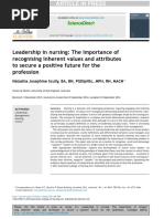 Leadership in Nursing: The Importance of Recognising Inherent Values and Attributes To Secure A Positive Future For The Profession