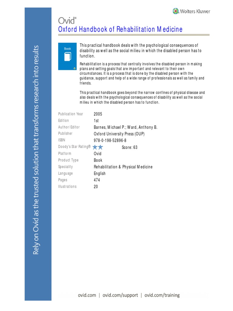 Oxford Handbook of Rehabilitation Medicine PDF