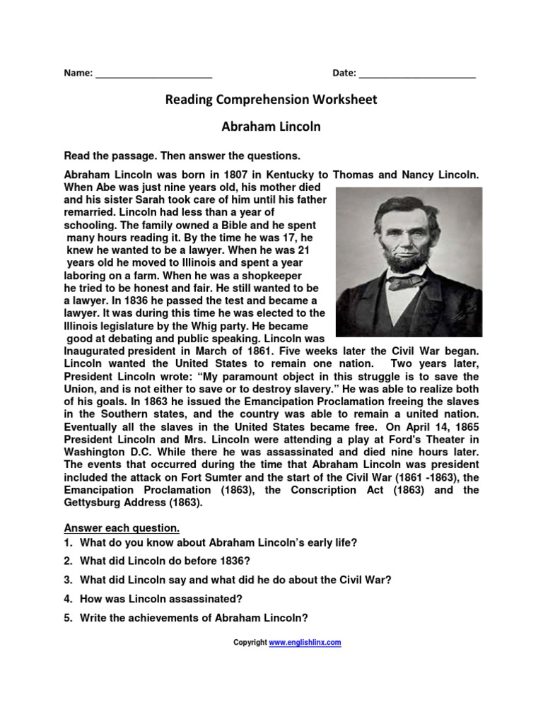 reading-comprehension-worksheet-abraham-lincoln-pdf-abraham-lincoln-emancipation-proclamation