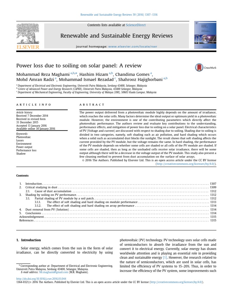 Solar Panel Soiling: Power Loss Review | PDF | Photovoltaics | Solar Panel