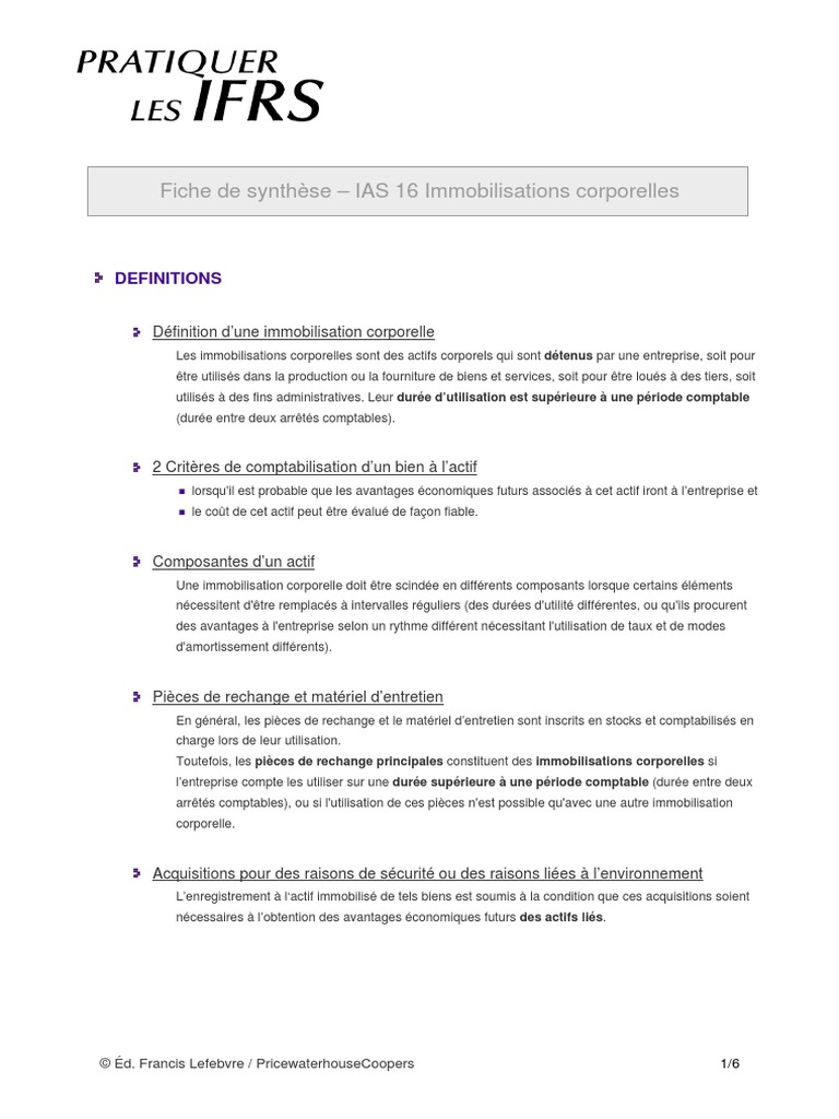 Ias 16 PDF | PDF | Immobilisations | Dépréciation