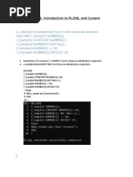 Lab 2. Introduction To PL/SQL and Cursors