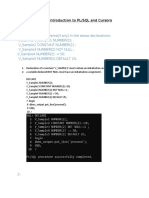 Lab 2. Introduction To PL/SQL and Cursors