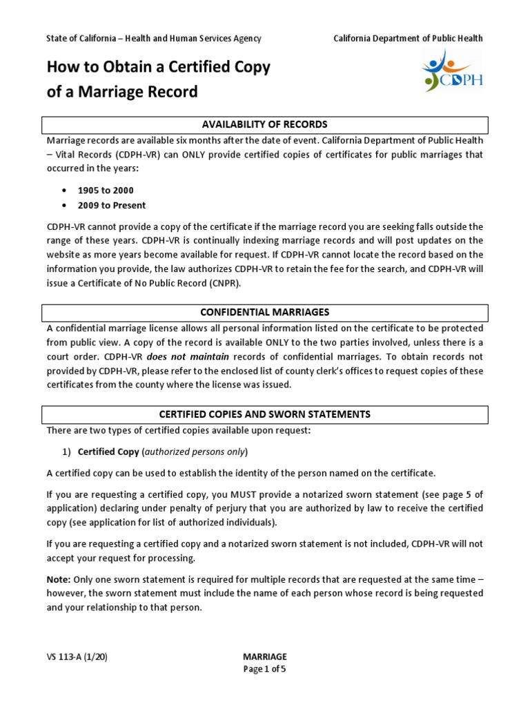 How To Obtain A Certified Copy of A Marriage Record | PDF | Notary Public |  Government