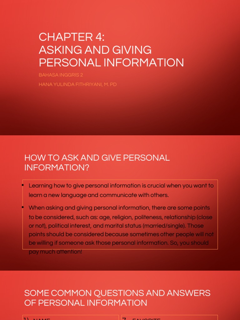 Chapter 4 Personal Information PDF | PDF | Communication