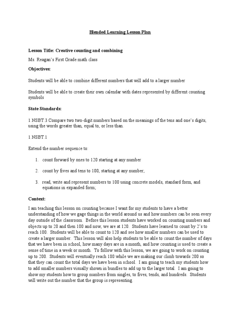 Blended Learning Lesson Plan | PDF | Numbers | Special Education