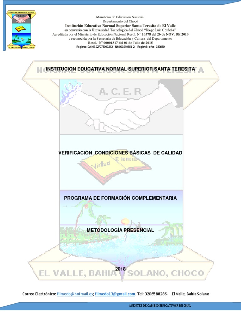 Documento Maestro Normal de Bahia Solano 2018 | PDF | Educación de la  primera infancia | Plan de estudios