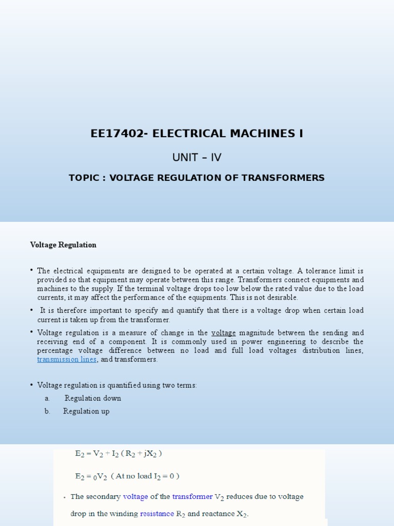 Transformer Voltage Regulation Explained | PDF | Transformer | Power ...