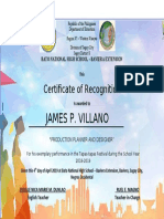 James P. Villano: Certificate of Recognition