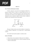 Force Vibration With Harmonic Excitation: Unit - Iv