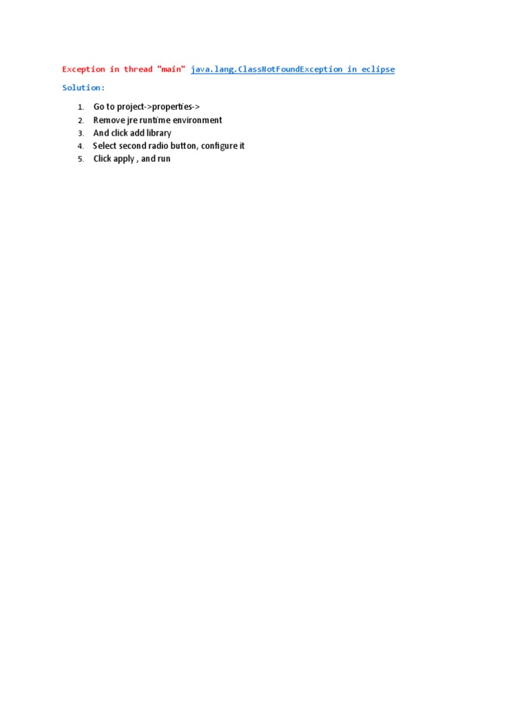 Fix ClassNotFoundException in Eclipse | PDF | Computers