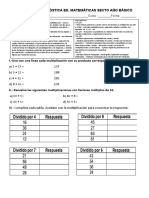 Eval Dignóst. Matematicas 6° Año Básico