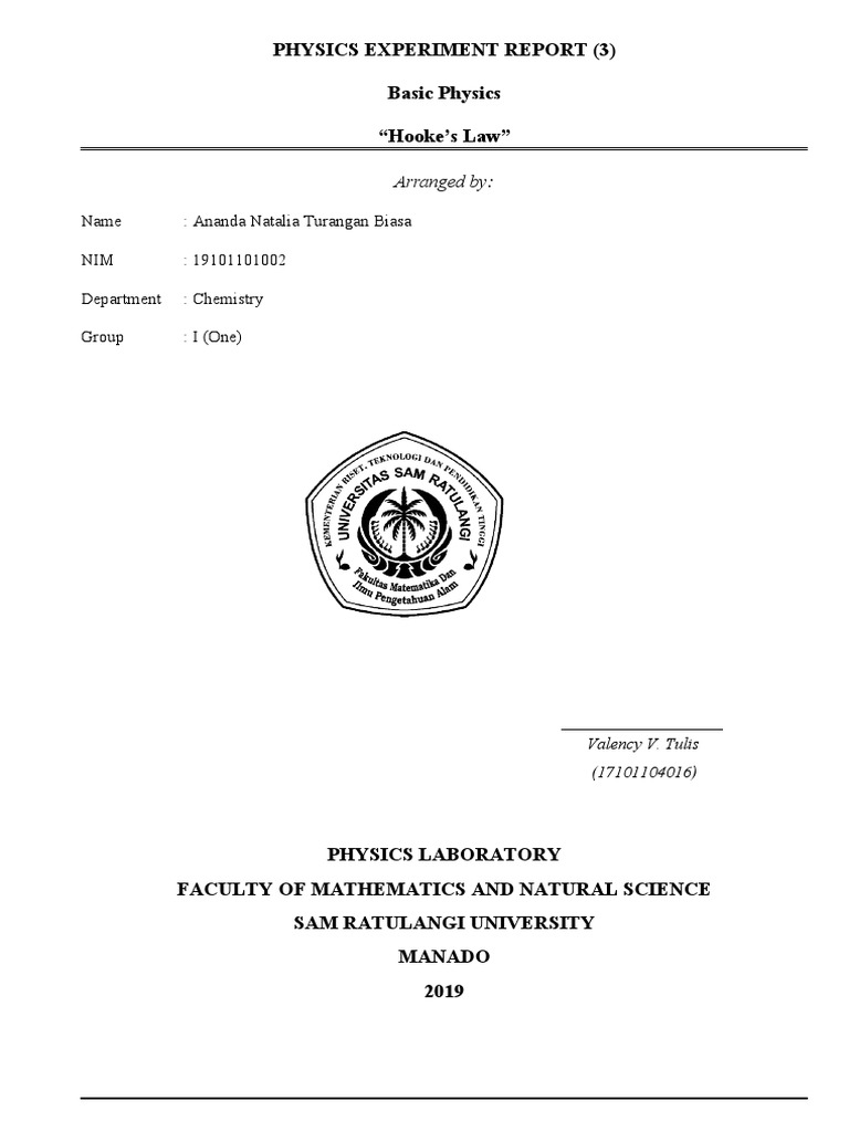 Hooke's Law Experiment Report | PDF | Force | Mass