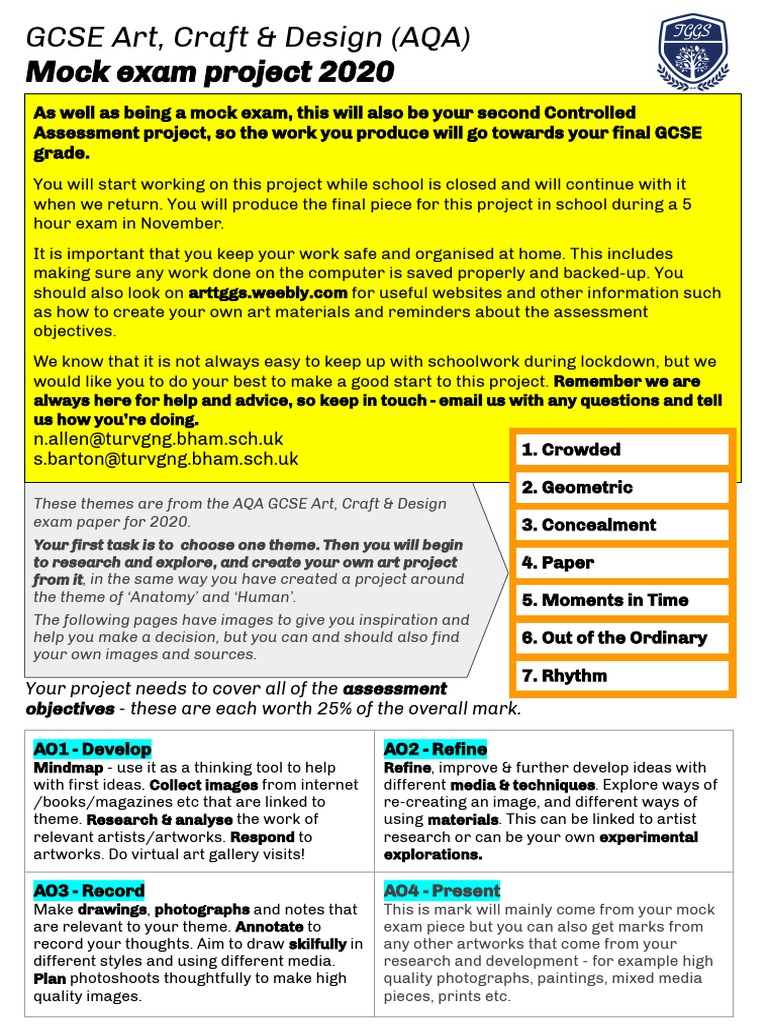 Gcse Art Craft Design Aqa Mock Exam Project 2020 1 | PDF | Collage
