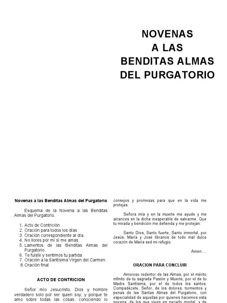Novena a las Benditas Almas del Purgatorio | PDF | Purgatorio | Oración