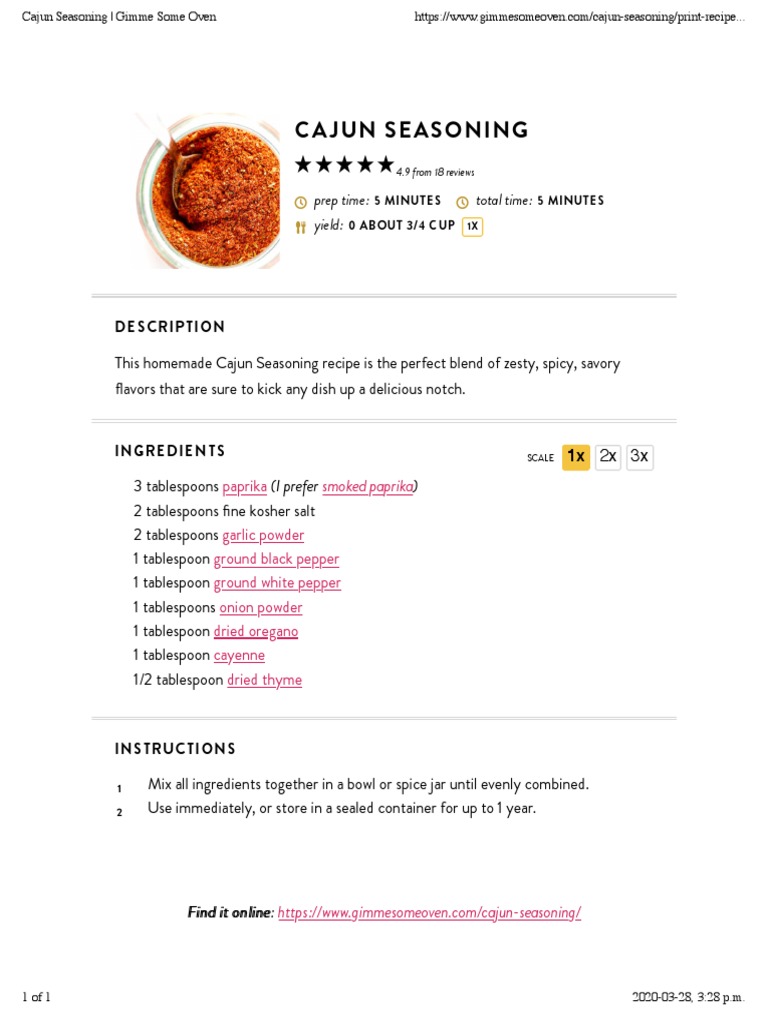 Cajun Seasoning Description PDF