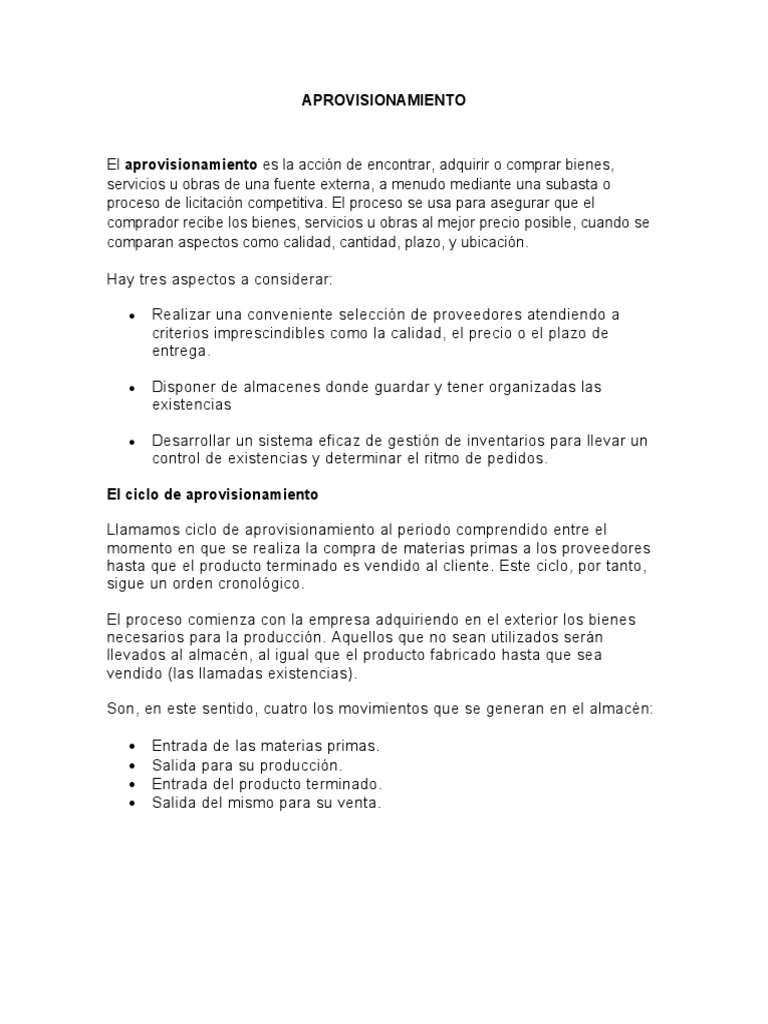 Tarifa de Aprovisionamiento y Estrategias | PDF | Obtención | Precios