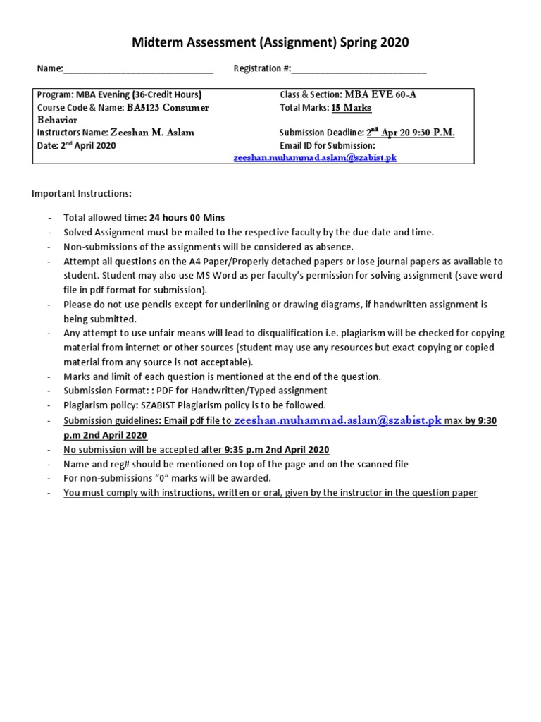 MBA Consumer Behavior Midterm Assessment | PDF | Career & Growth | Business