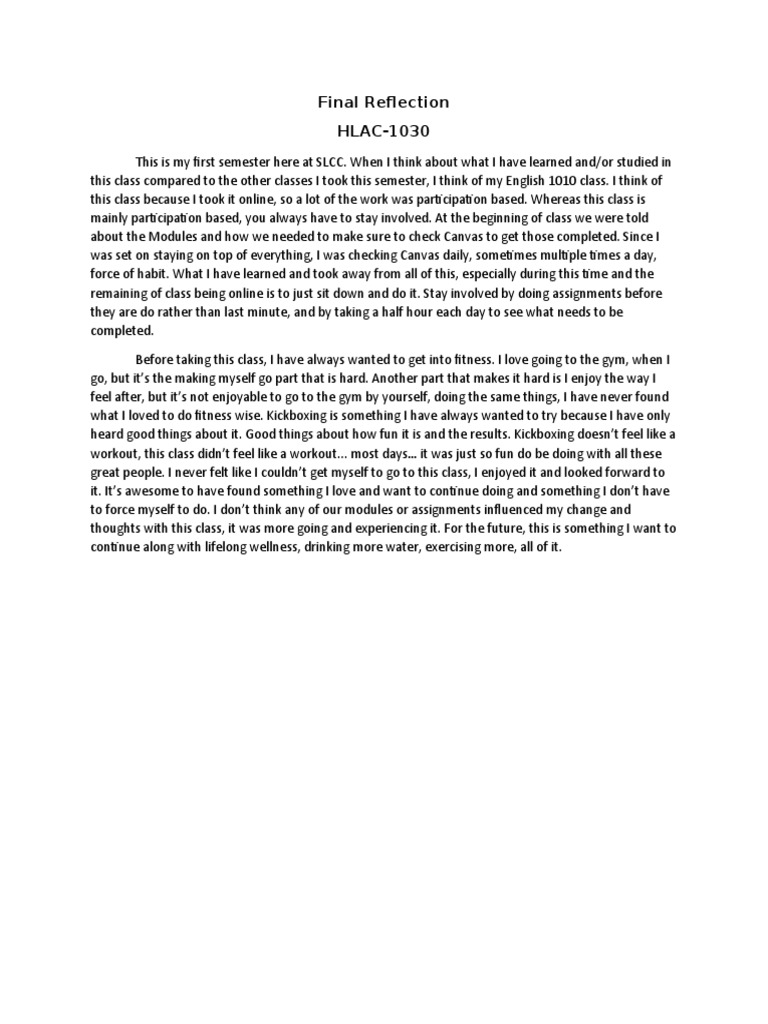 Final Reflection | PDF | Self-Improvement