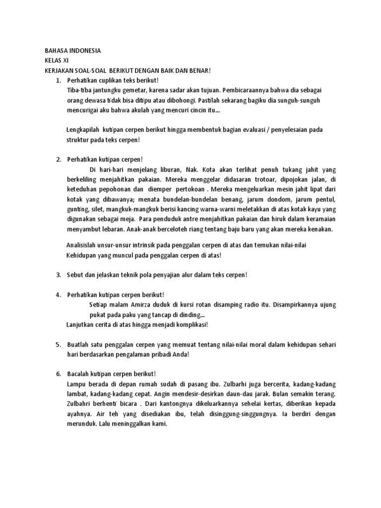Soal Uh Bahasa Indonesia Kelas Xi Tahun 2018 Pdf