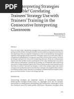 Are Interpreting Strategies Teachable? Correlating Trainees' Strategy Use With Trainers' Training in The Consecutive Interpreting Classroom