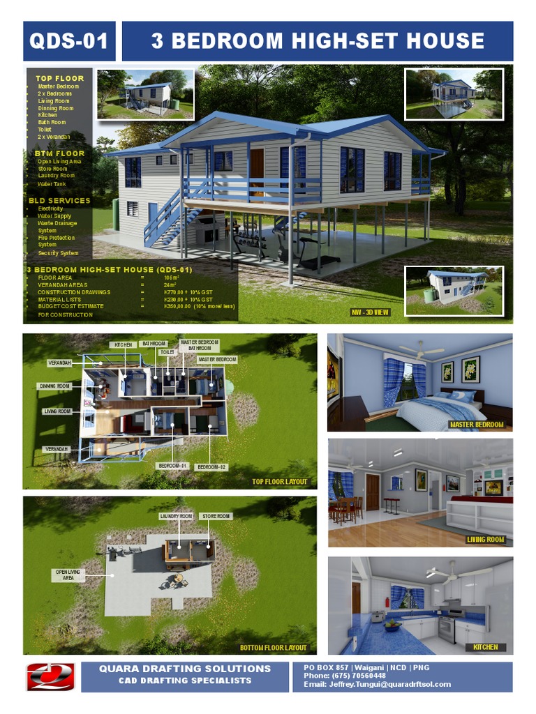 3 Bedroom High-Set House Plans | PDF