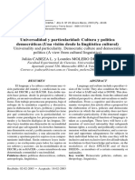 Universalidad y Particularidad, Cultura y Politicas Democraticas (Una Visión Desde La Lingüistica Cultural)