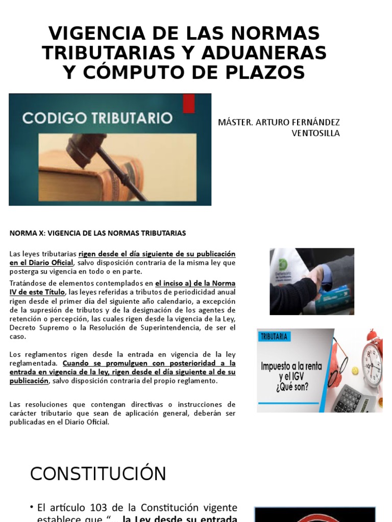 Vigencia de Las Normas Tributarias y Aduaneras PDF aduana Arancel
