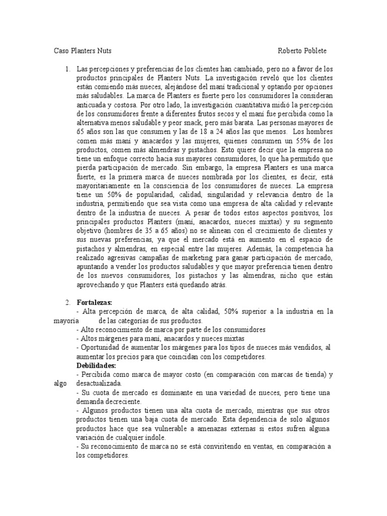 Caso Planters Nuts PDF Marca Los consumidores